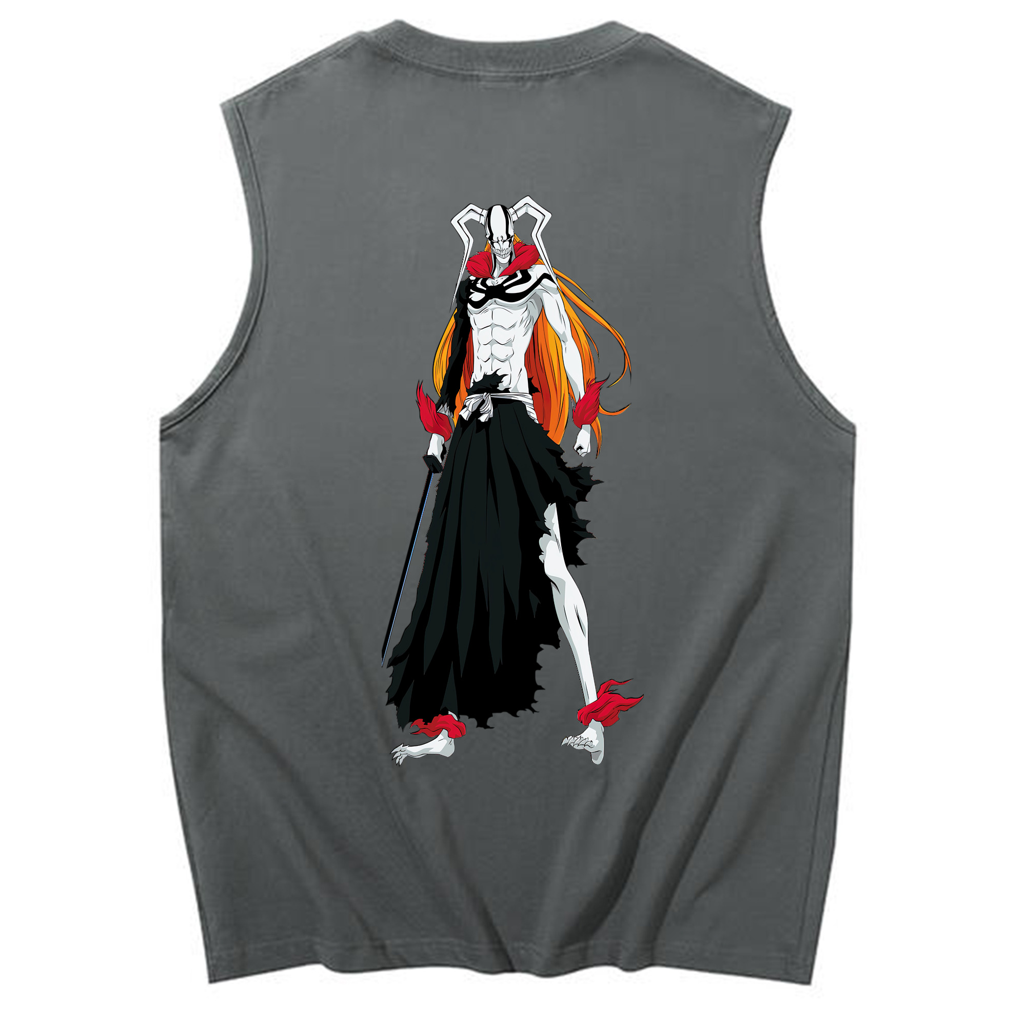 （画像用） ブリーチ 黒崎一護（くろさき いちご）BLEACH Kurosaki Ichigo コットン100％タンクトップ（背面プリント）